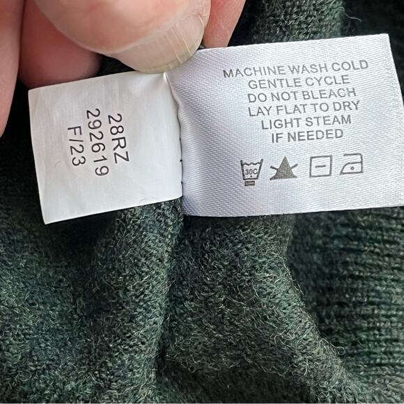 ORVIS Green Merino Wool 1/4 Zip Sweater Mens Large Pullover Mock Neck Classic - Picture 5 of 9